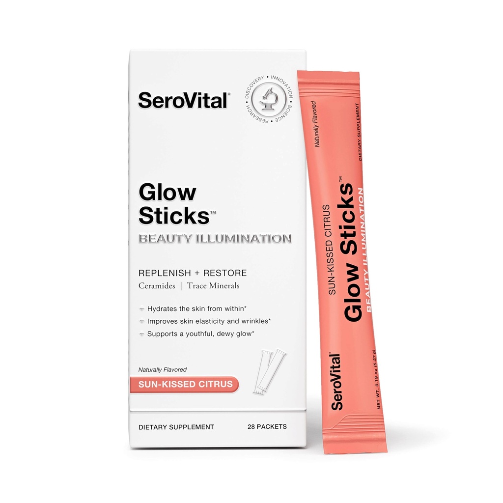 Serovital Glob Sticks Sugar-Free pulbere Drink Mix cu acid hialuronic Ceramide Electroliți pentru hidratarea pielii în 14 zile de Citrus Flavor sun-sărut 28 Pachete