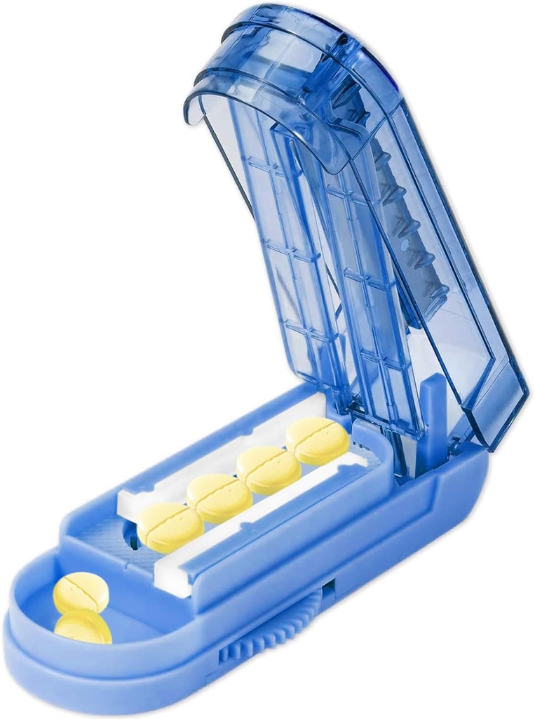 Pill Cutter Splitter pentru pastile mici și mici, Adjustable Tablet Splitter taie exact mai multe pastile la o dată. (Klein Blue)