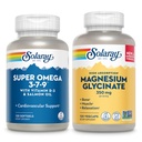 SOLARAY Super Omega 3, 7, 9 şi Magneziu Glycinate Bundle - Essential Fatty Acids şi Chelated Magneziu Gisglicinat pentru inima sanatoasa, Bones, şi Relaxation Support - 120 Softgels, 275 VegCaps
