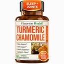 Supliment turmeric & Capsule de mușețel pentru somn - Supliment de somn ecologic Turmeric cu extract de flori de mușețel (Manzanilla) - Relaxare și suport de stres - Joint & Digestive Health. 60 Capsule