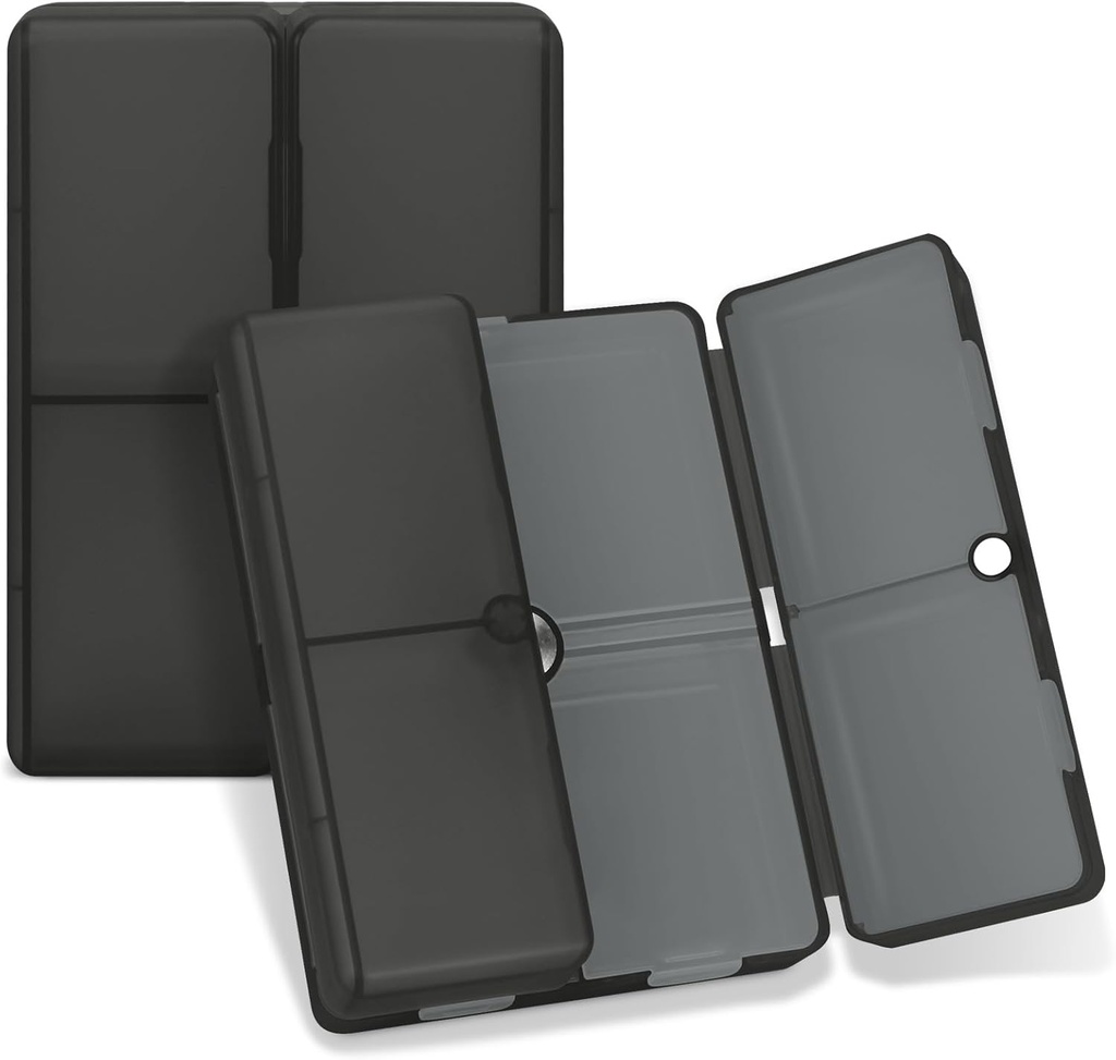 FYY Daily Pill Organizator, 7 Compartimente Portable Pill Case Travel Pill Organizator, [Folding Design] Pilula cutie pentru Purse Pocket pentru a deține vitamine, Cod Ulei de ficat, Suplimente și medicament-Clear Negru