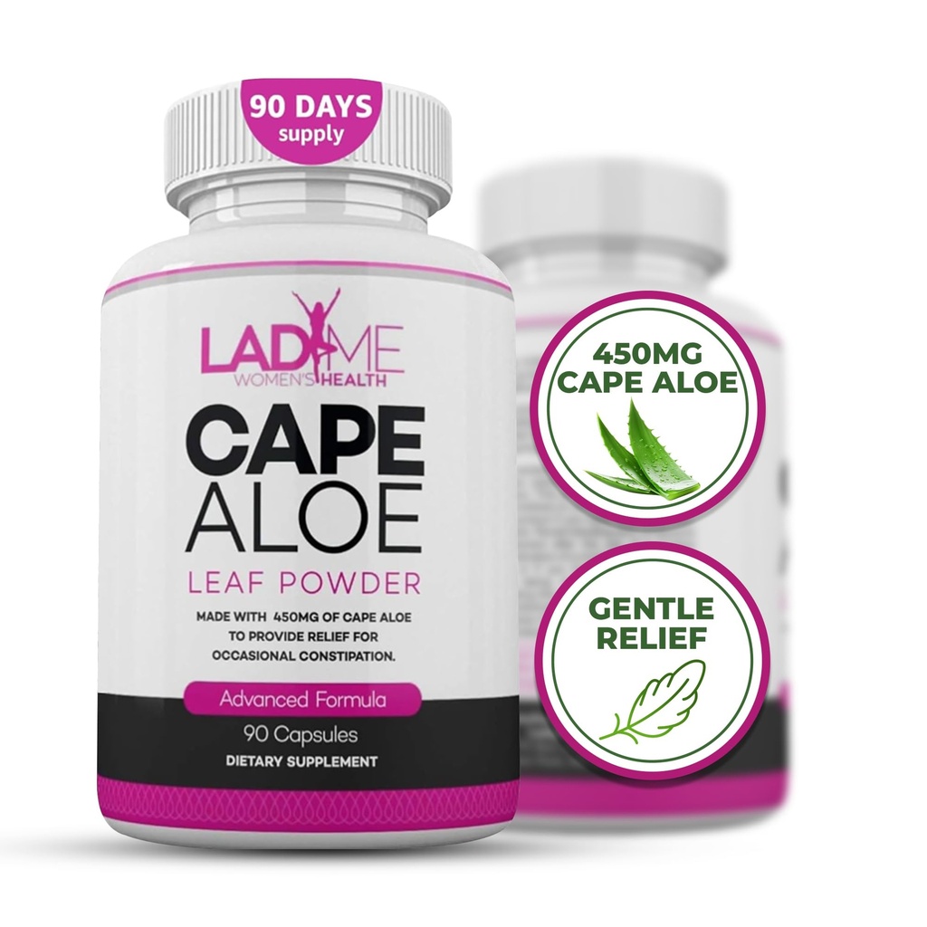 Cape Aloe Pure Laxativ Herbal pentru Relief Constipație - Mișcarea Bowel sănătos - Natural Colon Cleanse & Detox Supliment alimentar - Special conceput pentru femei de Ladyme - 90 capsule