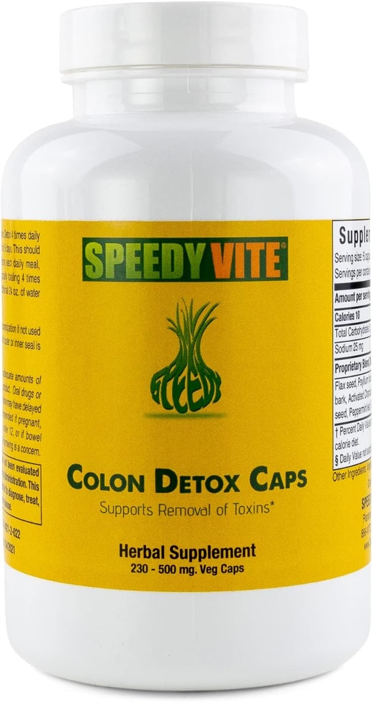 Colon Detoxifiere suportă eliminarea naturală a Toxinelor * Organic, Charcoal Psyllium Seed & Husk Seed Apple Fiber/Pectin Slippery Elm Fennel- Pulbere în 230 Veg Caps