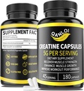 Micronited Creatin capsule monohidrat, 5000 mg Per Serving, Beneficial pentru cresterea musculara, Boost de energie, pastile Creatine Potrivit pentru bărbați și femei, non-GMO, gluten gratuit, 180 capsule