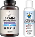 AMANDEAN Premium Brain Health Supplement & Liposomal Glutathione Bundle. Triple Formula with Magnesium L-Threonate, USA-Grown Organic Lion’s Mane 6:1 Extract, and Alpha-GPC. Support Cognition, Focus &