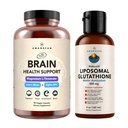 AMANDEAN Premium Brain Health Supplement & Liposomal Glutatione Bundle. Formula triplă cu magneziu L-Treonat, SUA-Grown Organic Lion