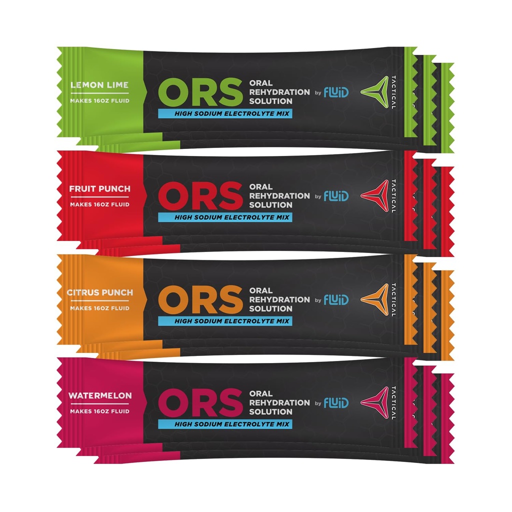Fluid Tactic - ORS (Soluţia de Rehidratare ORALĂ), Recuperare mai rapidă, Electroliti de Deshidratare Extremă, 12 Pack (4 Pachet de varietăţi de arome)