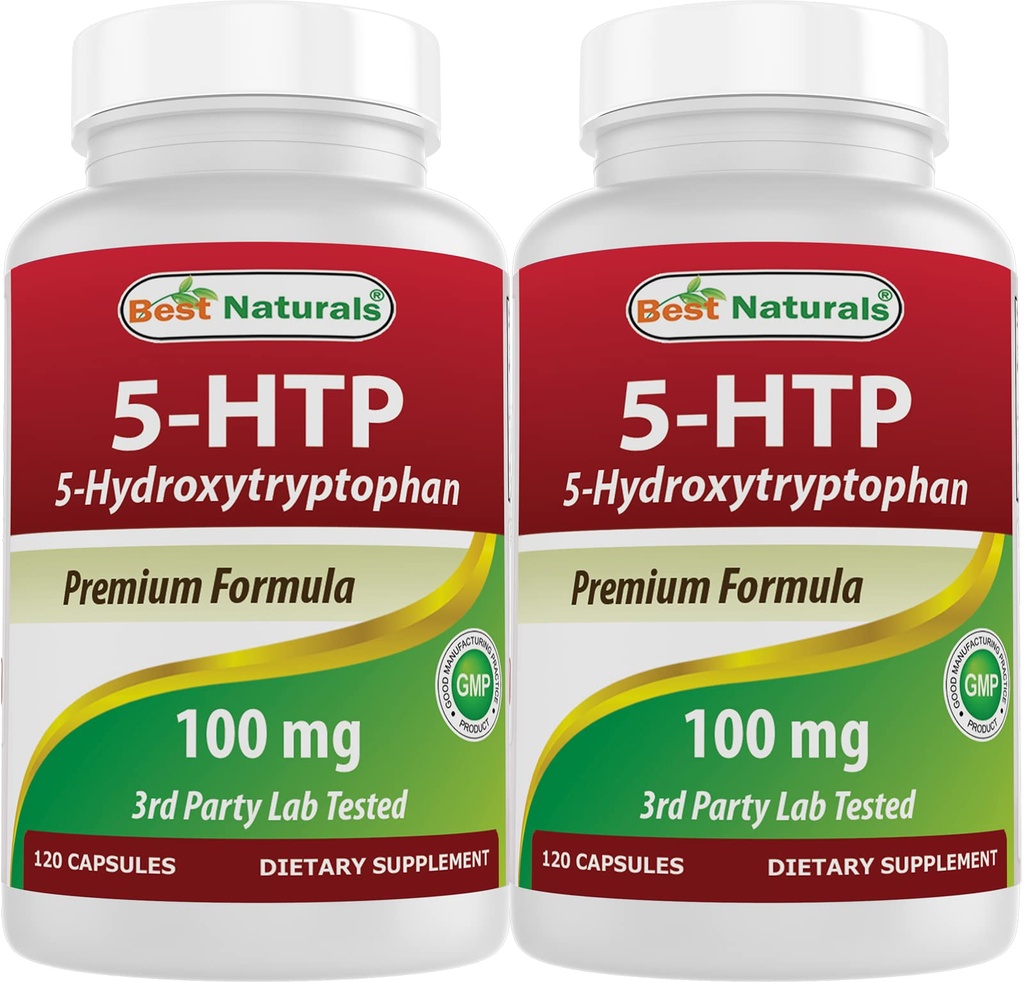 Cele mai bune Naturale 2 ambalaje 5-HTP (5-hidroxitriptofan) 100 mg 120 capsule