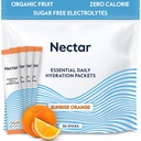 Pachete de hidratare nectar - Pachete cu praf de electroliză - Fără zahăr sau calorii - Lichid cu fructe organice Daily IV Electroliti Pulbere pentru dehidratare și rehidratare rapidă (Orange 30 Pack)