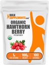 BulkSupplements.com Organic Hawthorn Berry Powder - Herbal Supplement, Hawthorn Berry Organic - Vegan & Gluten Free, 1g per Serving, 100g (3.5 oz) (Pachet de 1)