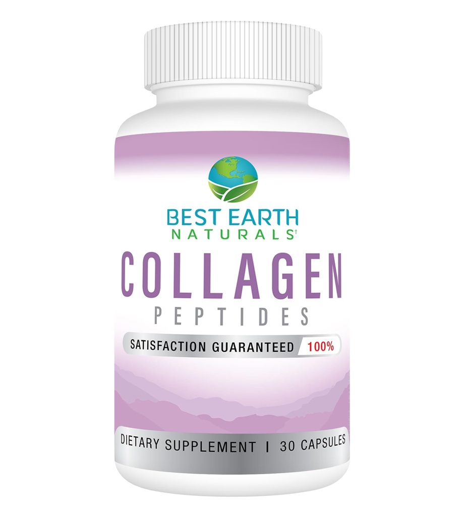 Cele mai bune Naturale Pământ Hidrolized Colagen Tip I & III - Colagen Peptide Supliment pentru femei și bărbați pentru a sprijini parul, piele, unghii, & articulații 30 zile de aprovizionare (30 capsule)