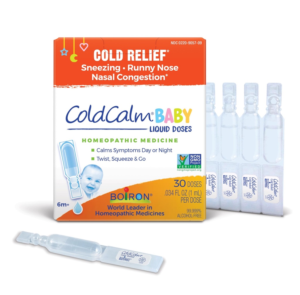 Boiron ColdCalm Baby picături de unică utilizare pentru ameliorarea simptomelor de respirație rece, nas Runny, și Congestion Nasal - Doză sterilă și non-drowsy lichid - 30 Număr