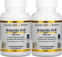 California Gold Nutrition Antarctic Krill Oil, Ultra-High Omega-3 cu Astexanthin, Natural Strawberry & Lemon Flavor, Non OMG, Gluten Free, 500 mg, 120 Fish Gelatina Softgels, 2 Pack