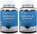 Basics Prebiotic & Probiotic Gummies, 2 miliarde CFU, Blue Raspberry, 50 Conte (2 per Serving) (precedent Solimo) (Pachet de 2)