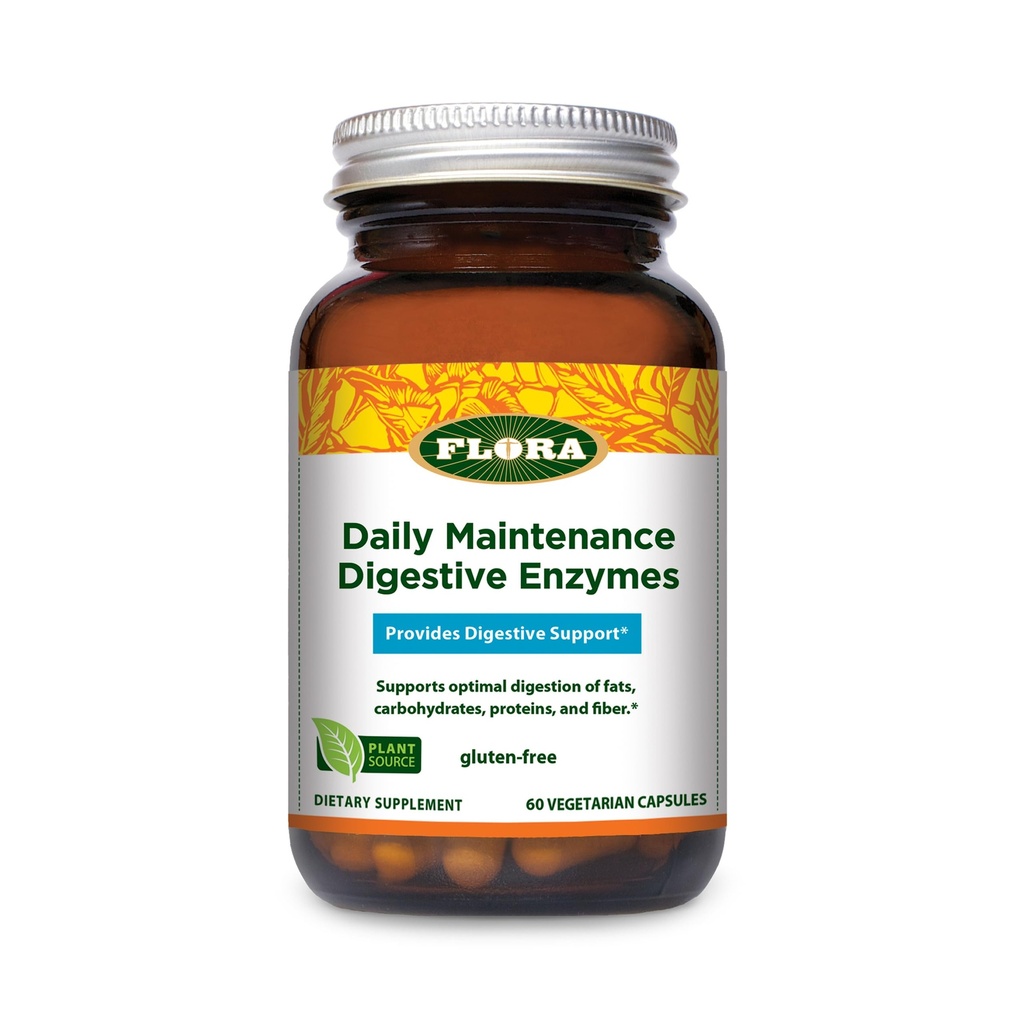 Flora de întreținere zilnică enzime digestive - conține 7 enzime pentru suport digestiv de sănătate - SIDA gaz și balonare - non-GMO & Gluten-free - 60 capsule vegetariene