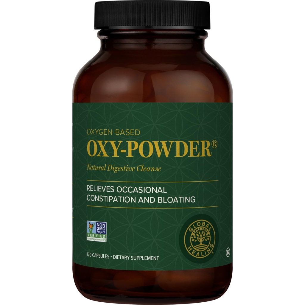 Global Healing Center Oxy-Powder Oxygen Based Safe and Natural Colon Cleanser and Relief from Ocazional Constipatia (120 Capsule) (Pachetul poate varia)