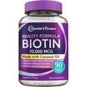 Retete de doctor Biotin 10000 mcg, parul de crestere, sanatos piele si unghii, energie metabolica, Vegetarian-Friendly Biotin, cu ulei de cocos, non-GMO, 3 luni de aprovizionare, 90 Vegetarian Softgels