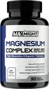 Complex de magneziu, 210 mg Magneziu Elemental, Glycinat, Citrate & Malate, Non-GMO, Absorbție maximă, mușchi, Mood, Energie, 90 capsule Vegan