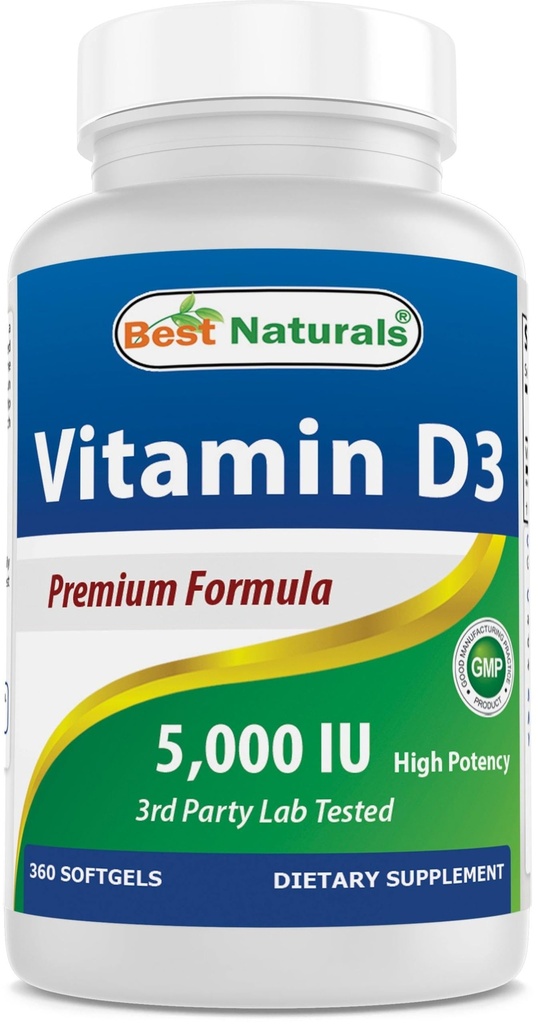 Cele mai bune naturale Vitamina D3 5000 UI 360 Softgels