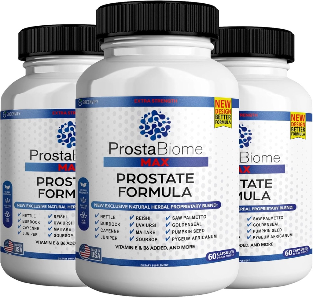 ProstaBiome Max Prostate Support Formula, Natural Herbal Blend cu Saw Palmetto, 60 capsule, 30 de zile de aprovizionare (3)