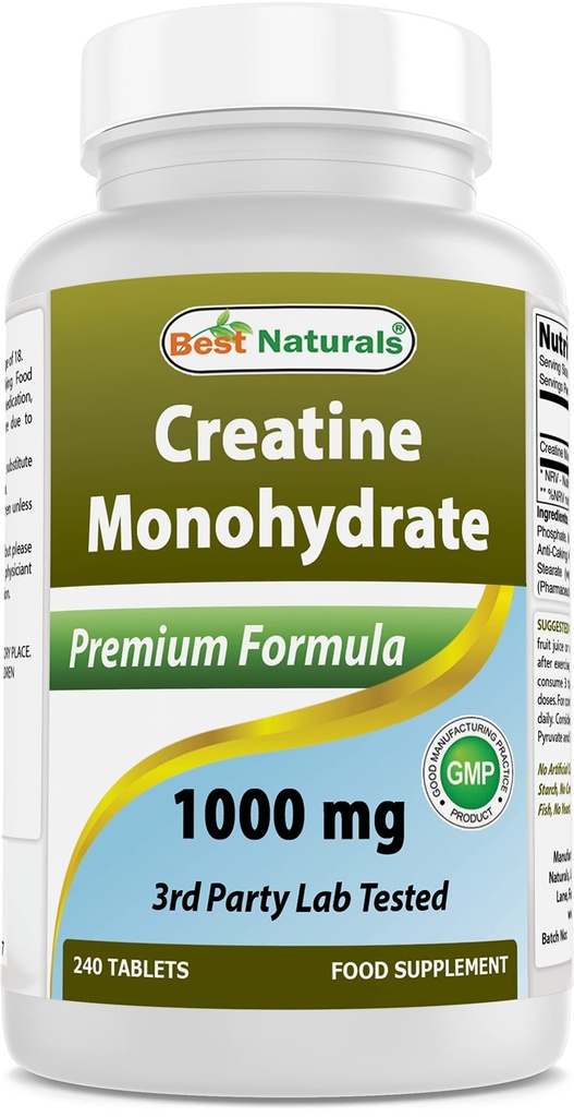 Cele mai bune naturale Creatina Monohidrat 1000 mg 240 comprimate