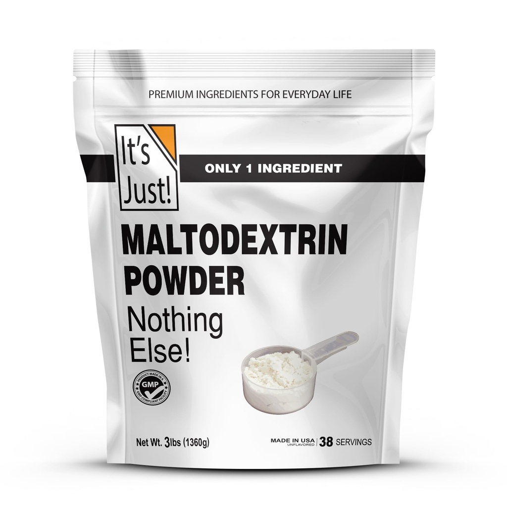 Este doar! - Mass Gainer pulbere, 100% Maltodextrina (Complex Carbohidrats), Sustinut energie, Absorbtie rapida, non-GMO, Adauga usor la orice Shake de proteine, 3lbs / 38 Serviri