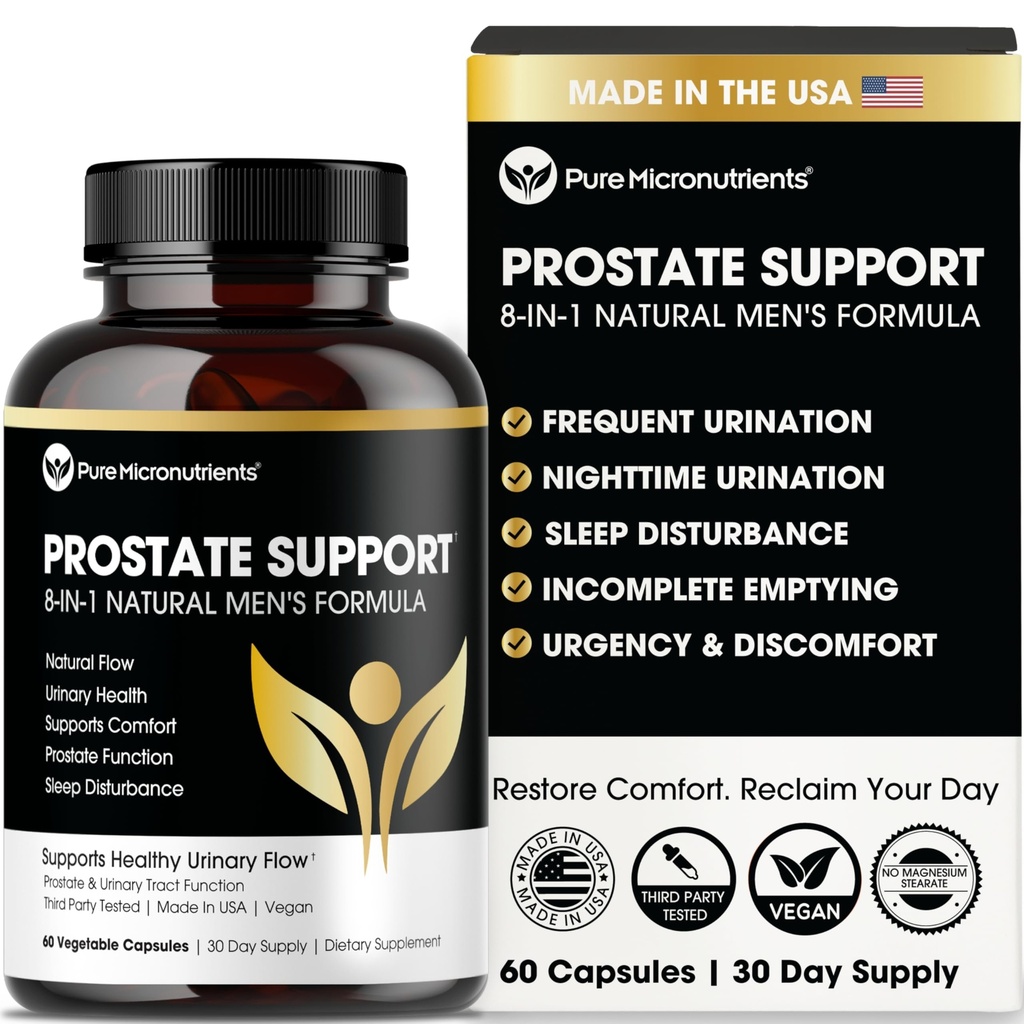 Pure Micronutrients Advanced Prostate Health Supplement - Saw Palmetto, Beta-Sitosterol, Stinging Nettle Root, & Licopene - Controlul vezicii urinare & Suplimente de suport pentru bărbați