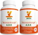 INVITA ADK - Vitaminele A1, Vitamina D3 5000 UI & K2 MK7 Supliment - Medicul Formulat Bone & Immune System Support - Gluten gratuit, non-GMO - 180 Capsule vegetariene pentru bărbați și femei