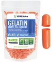XPRS Nutra Dimensiune 2 Capsule goale - 100 Capsule gelatinoase goale - Pastile de umplere capsule DIY - Capace pure de gel pentru pastile bovine pentru suplimentele de do-it-te (Orange)