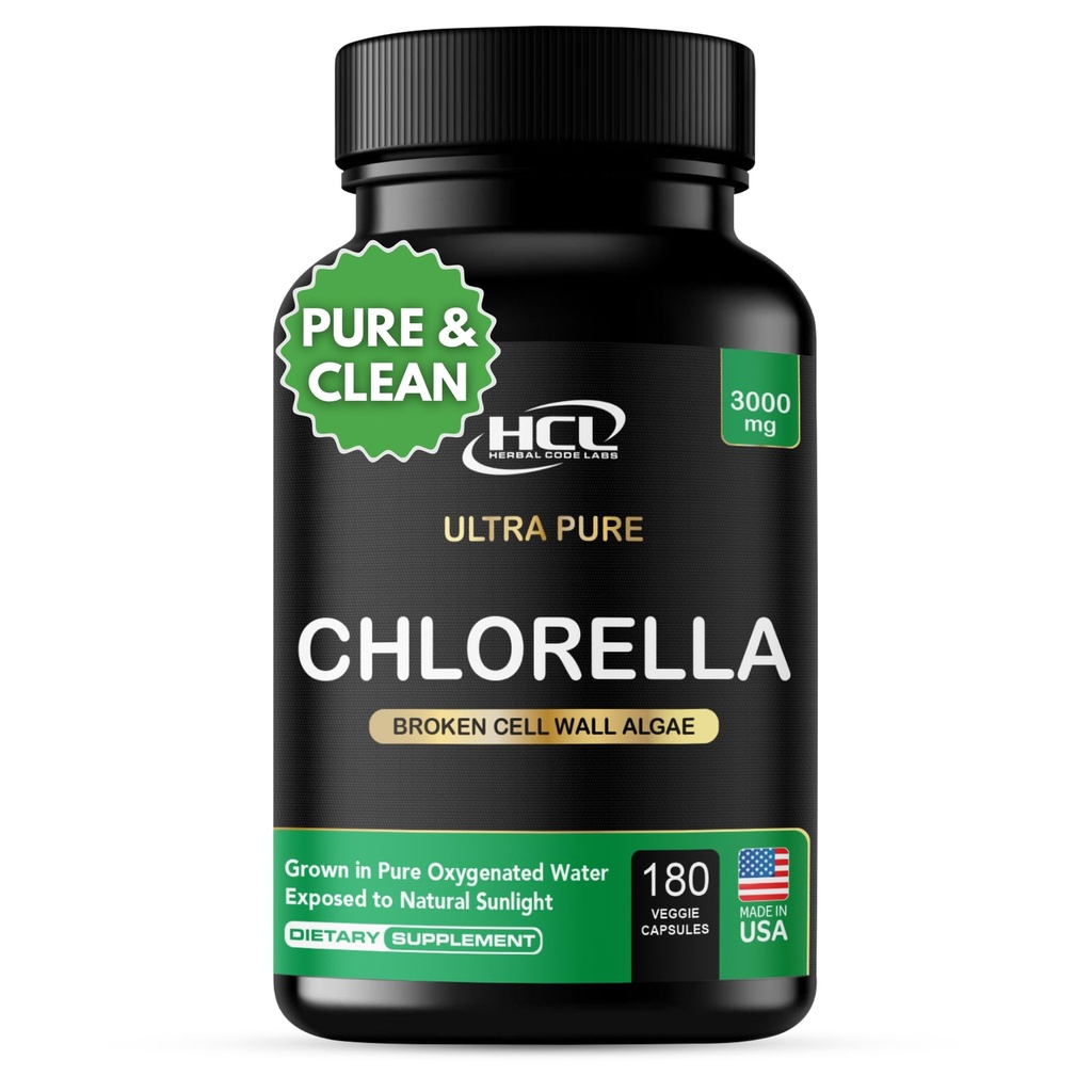 Chlorella capsule 3000 mg - Cracked celule albastru albastru Algae Supliment - Cel mai bun dezintoxicare naturale Cleanse - plante vitamine minerale Clorofile Vegan proteine pastile - Made in USA