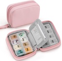 Zannaki Cute Pill Organizator pentru Purse cu două Removable 7-Day Pilula Box, Travel PU Pull Case, Portabil săptămânal Pilula container cu sac de depozitare pentru a ține vitamine, uleiuri de pește, Suplimente (Pink)