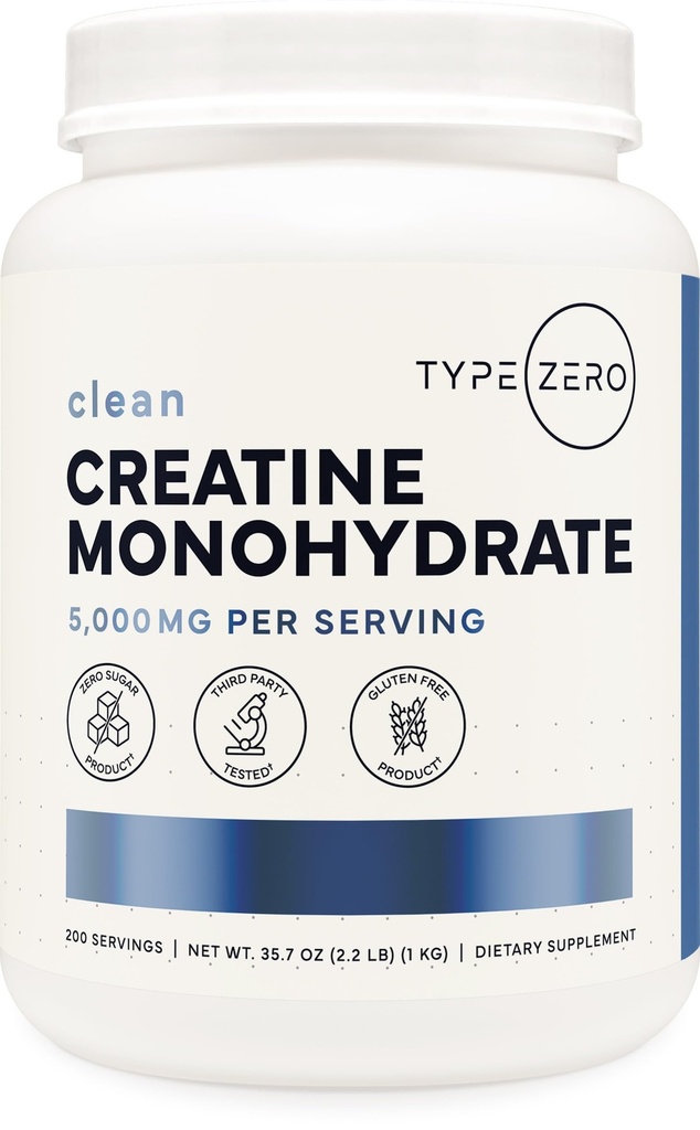 Tip Zero Creatin Monohidrat (nearomat) 1 KG, 5000mg (5g) Per Serving, Micronited, Zero Sugar, Keto Friendly & Gluten Free, 200 Serviri