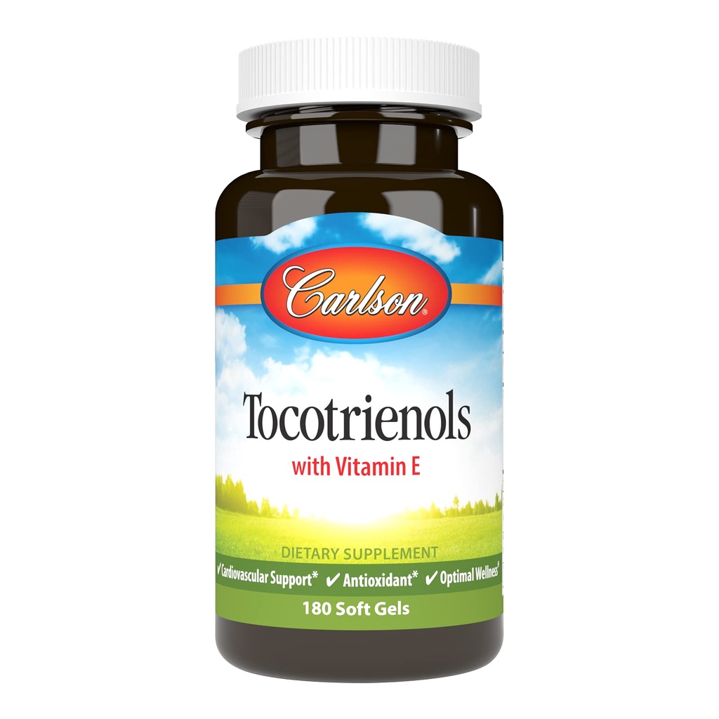 Carlson - Tocotrienols, 40 mg, cu Natural-Source Vitamina E, Gamma, Alpha, Delta, Beta, Sustainable Sourced, 180 Softgels