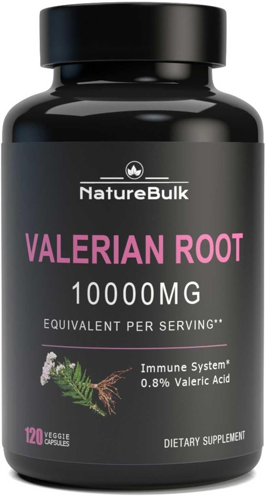 Capsule de rădăcină de valeriană -Equivalent până la 1000 mg, extract concentrat 4X - foarte concentrat, 120 capsule