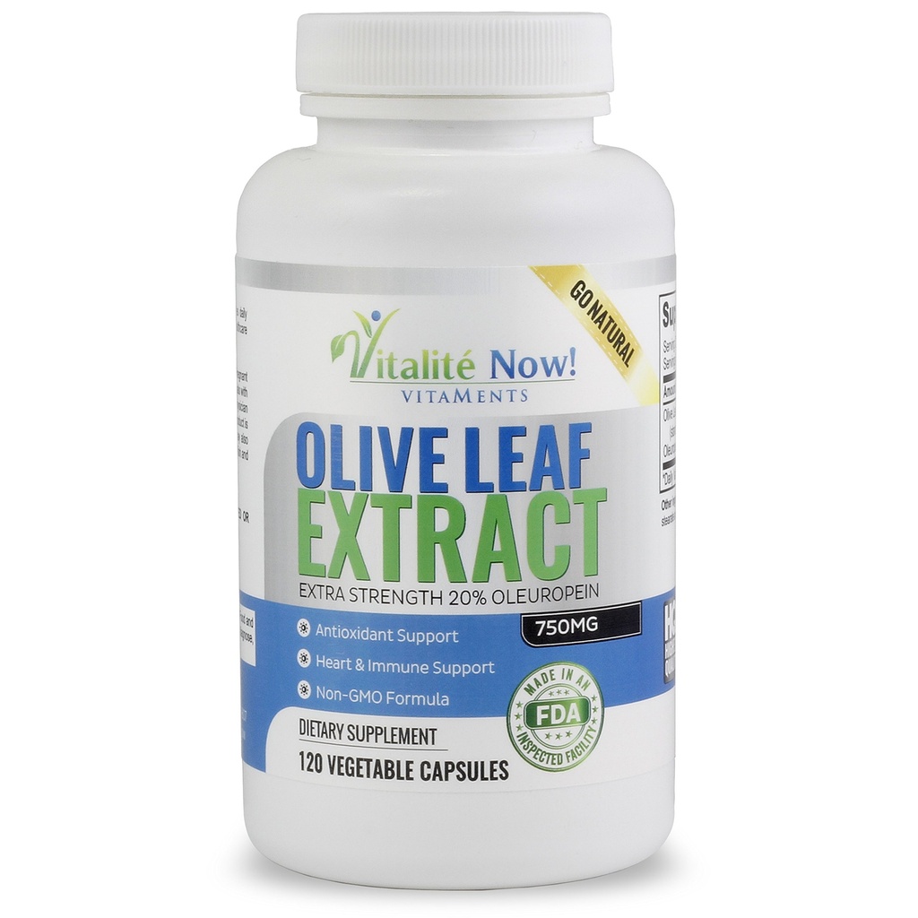 Super Putere Cel mai bun extract de frunze de măsline (non-GMO) - 20% Oleuropein - Supplement de sprijin imun - Până la 4 luni - 750 mg capsule - Vegetarian - 120 Conte