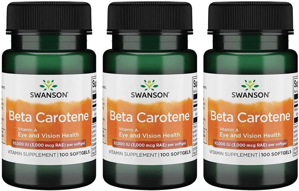 Swanson Beta-Caroten (Vitamina A) Sistemul imunitar Skin Eye Health Suport antioxidant 10000 Iu (3000 mcg) 100 Sgels (3 ambalaj)