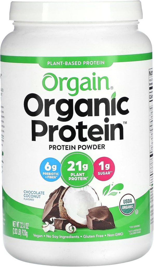 Pudră organică de proteine Vegan, nucă de cocos de ciocolată 2 lb