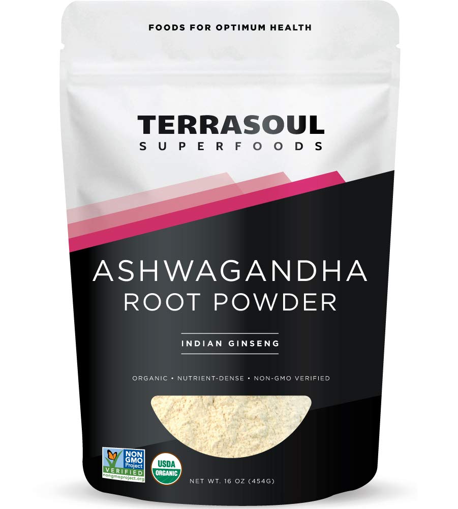 Terrasoul Superfoods Organic Ashwagandha Root Powder, 1 Lb - Stres Adaptogen 