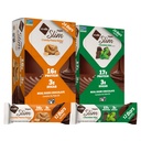 NuGo Slim Vegan Varietate - Crunchy Unt de arahide 12 baruri & Ciocolata Mint 12 baruri, Low Net Cab, Keto Friendly, 16-17g Proteina pe bază de plante, Gluten gratuit, 24 conta