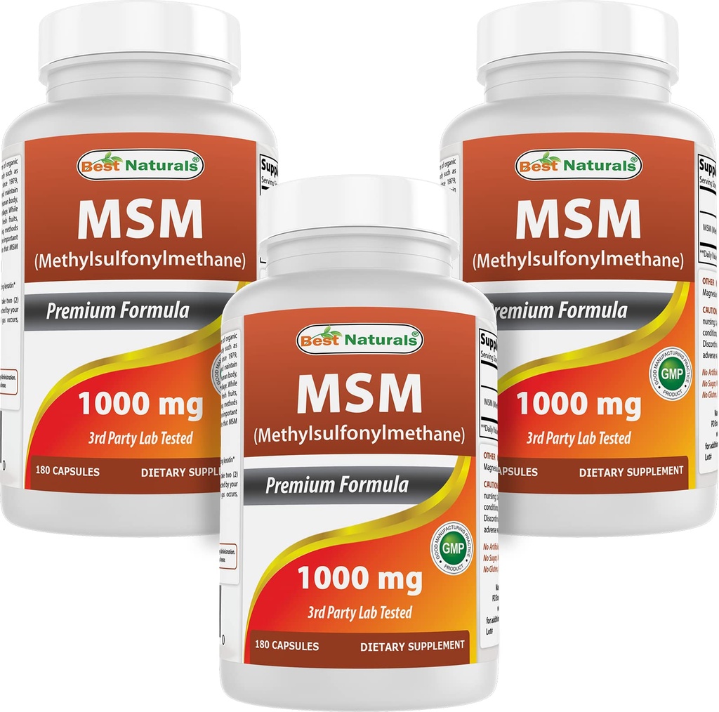 Cele mai bune Naturale MSM 1000 mg 180 capsule (180 număr de capsule)
