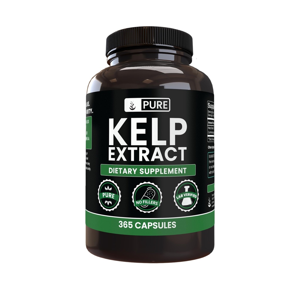 Ingrediente originale Extract Kelp (365 capsule) No Magneziu sau Rice Fillers, întotdeauna pură, Lab verificat