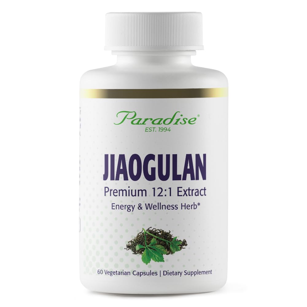 Paradise Herbs Jiaogulan, Vital Energy Adaptogen, Active Whole Spectrum, Super Potent, Ultra Pure, Vegan, Non-GMO, Gluten Free 60 Capsule vegetariene