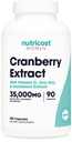 Nutricost Cranberry Extract pentru femei (35,000 mg echivalent), 180 capsule - cu vitamina C, Uva Ursi & Dandelion Root Extract - non-GMO & Gluten gratuit supliment de sănătate