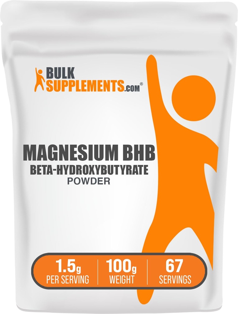 BulkSupplements.com Pudră de magneziu BHB - sare BHB, pulbere beta-hidroxibutirată - fără aromă și gluten, 1,5g per Serving, 100g (3.5 oz) (Pachet de 1)