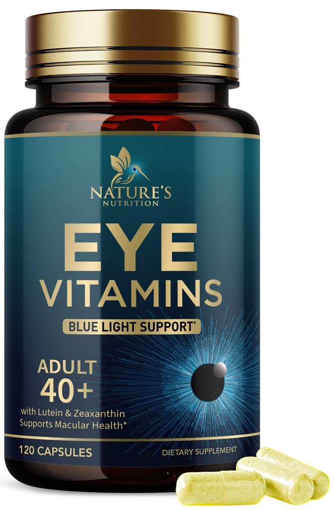 Suplimentul de vitamine pentru ochi - Vitamina avansata de ingrijire a ochilor cu luteina, zinc, vitamine C, E, Zeaxantină & Minerale - Viziune Multivitamine pentru sanatate maculara si ochi uscati, Vegan, îmbuteliat in SUA - 120 capsule