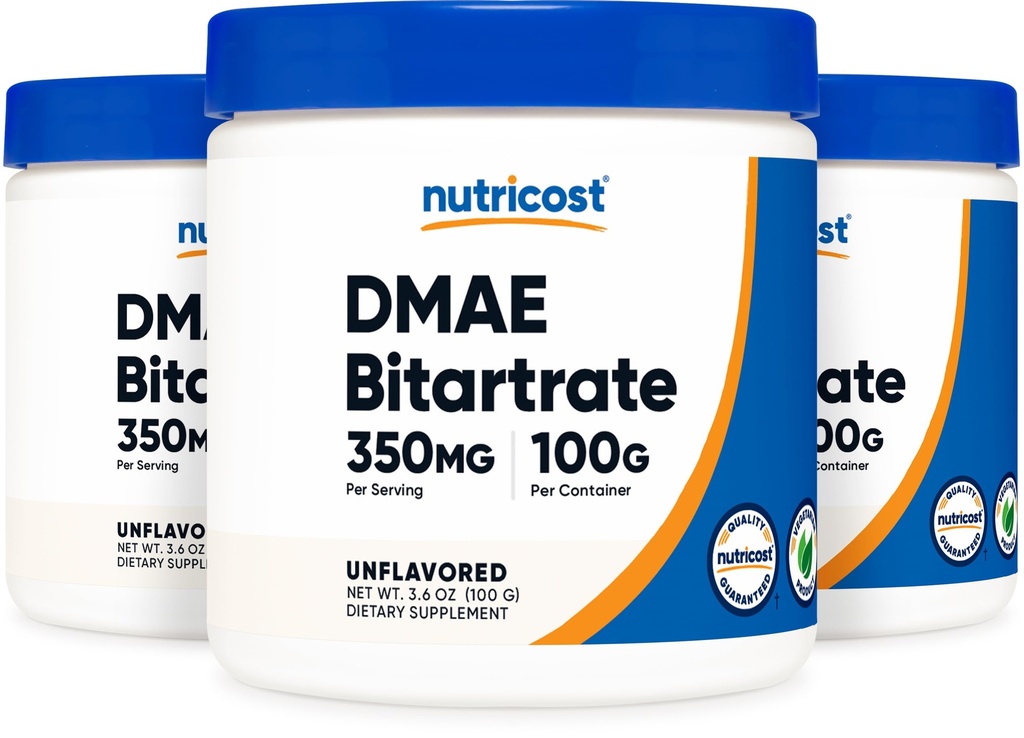 Nutricost Pure DMAE-Bitartrat pulbere 100G (3 flacoane)