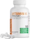 Bronson Vitamina K Triple Play (Vitamina K2 MK7 / Vitamina K2 MK4 / Vitamina K1) Complex complet de spectru Vitamina K Supliment, 90 capsule