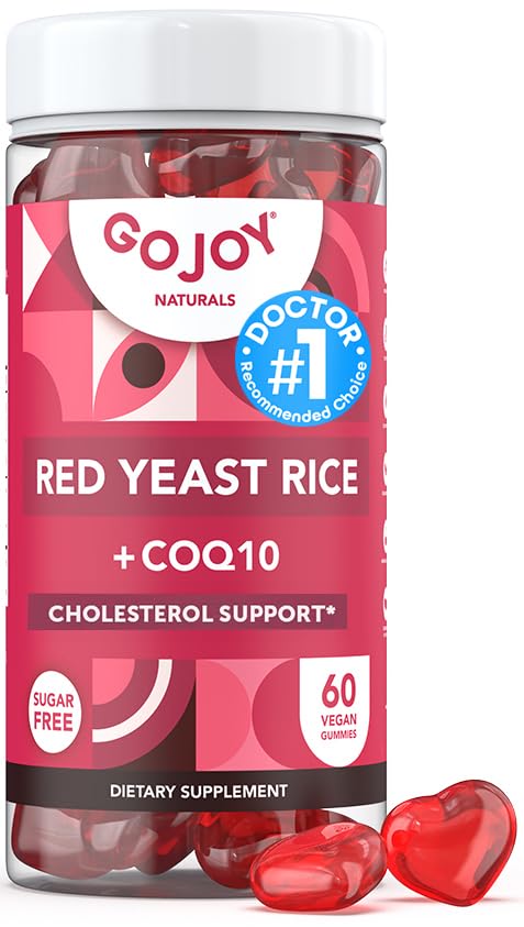 Zahăr-liber Red Yeast Rice cu CoQ10 Gume - Suplimente de colesterol cu Red Rice Drojdie 1000 mg. - Complex Cholesterol Gummies - Vegan, Non-GMO, Gluten-Free & Citrinin-Free Supliment