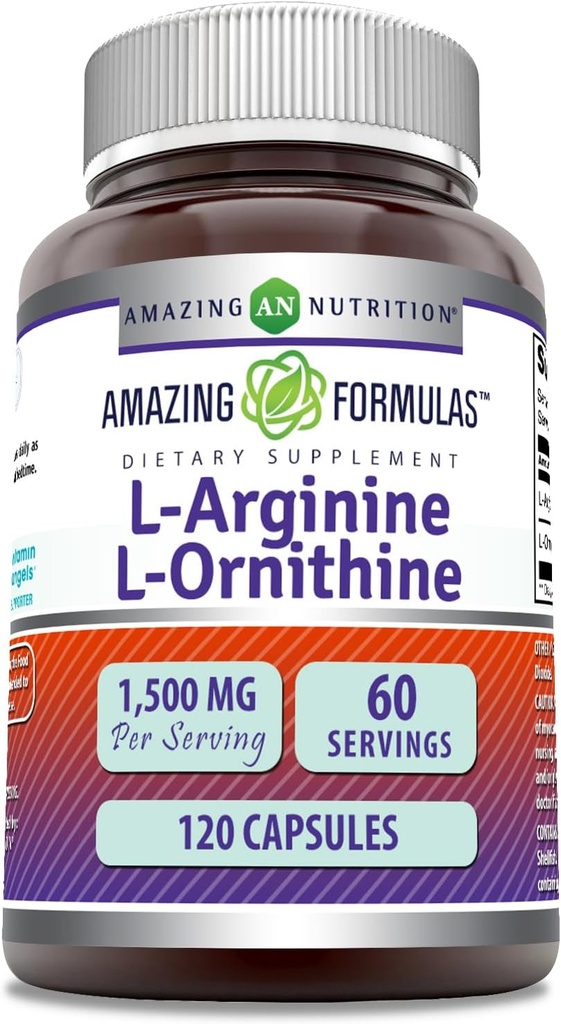 Formule uimitoare L-Arginină/L-Ornitina 1500 Mg Per Serving, Capsule non-GMO 