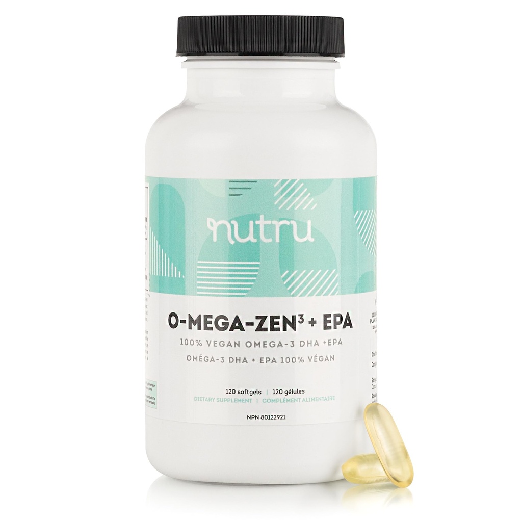 O-Mega-Zen3 +EPA Vegan Omega 3 Supliment - Alternativa de ulei de pește - Premium Marine Algal Based Omega-3 DHA și EPA Acidi grași - Carragenan gratuit - 120 Softgels